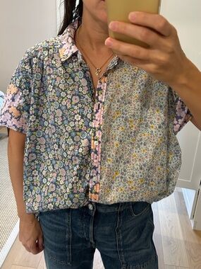 Liberty print style short sleeve button-up shirt